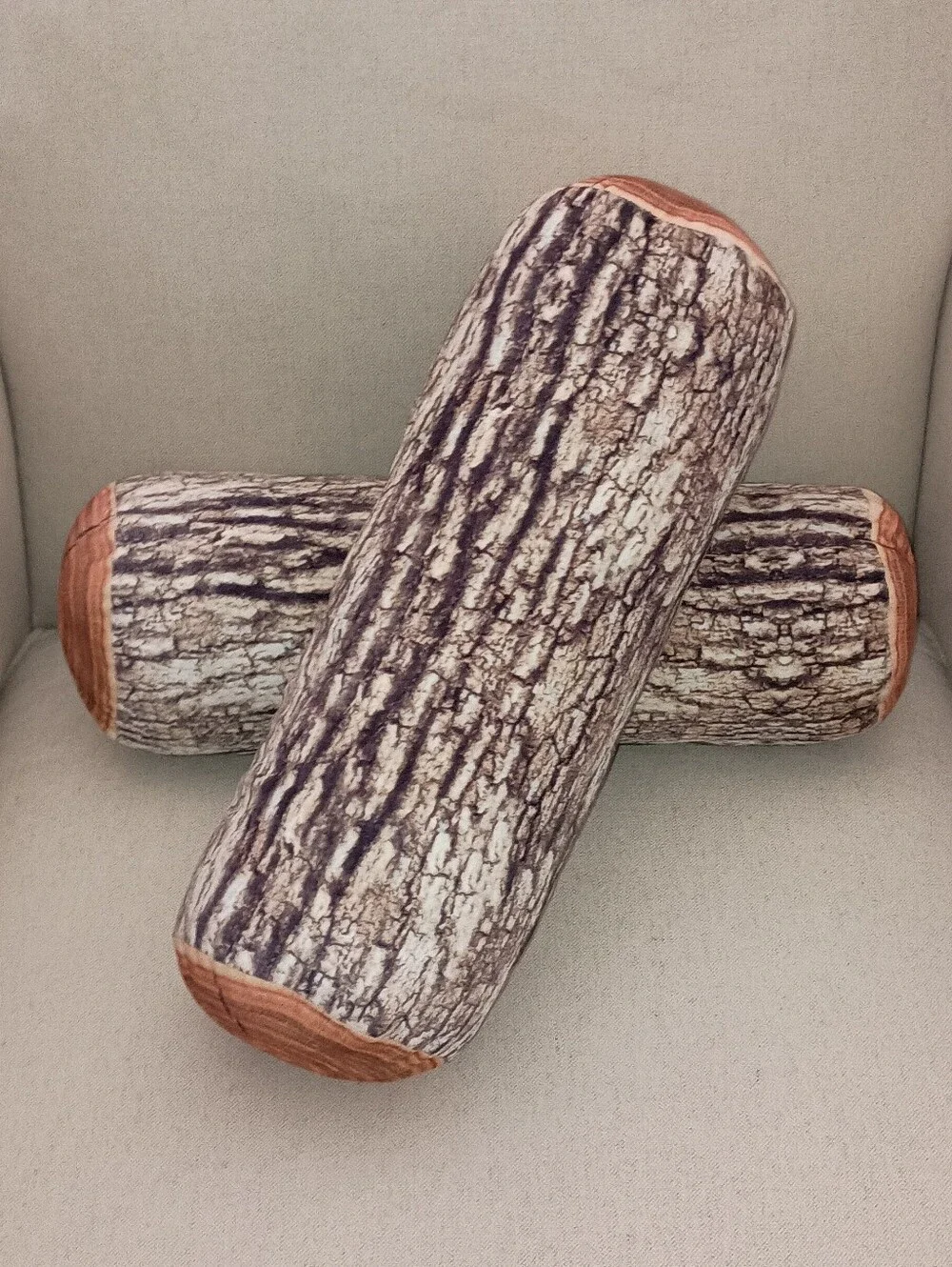 Log Print Bolster Pillow - Brown 